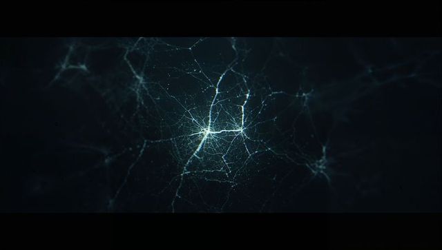 Futuristic glowing network structure with central luminous node