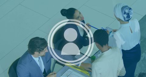 Diverse business team discussing digital finance strategy