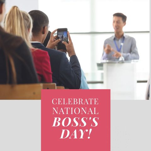 Colleagues Celebrating Boss's Day in Office Meeting - Download Free Stock Templates Pikwizard.com