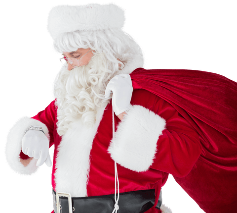 transparent caucasian santa claus checking time with toy sack - Download Free Stock Videos Pikwizard.com