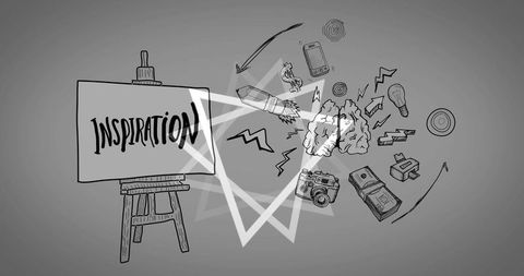 Creativity Explosion around Inspiration Canvas on Easel