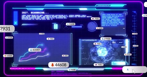 Futuristic Digital Data Display Screen with Global Connectivity