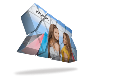 Abstract Transparent Screen with Smiling Girls and Shopping Bags - Download Free Stock Videos Pikwizard.com
