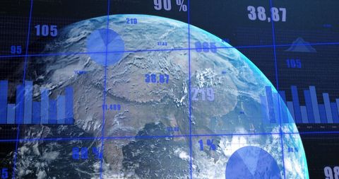 Digital Global Data Processing Concept with Earth View - Download Free Stock Images Pikwizard.com