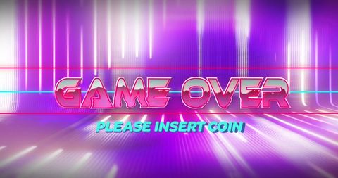 retro game over screen with neon lights and digital interface - Download Free Stock Images Pikwizard.com