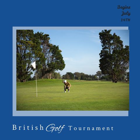 golfer on course for british golf tournament promotional poster - Download Free Stock Templates Pikwizard.com