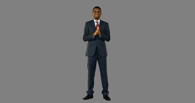 Confident African American Businessman in Grey Suit Smiling - Download Free Stock Images Pikwizard.com