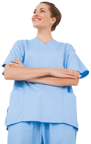 Confident Nurse in Scrubs with Arms Crossed on Transparent Background - Download Free Stock Videos Pikwizard.com