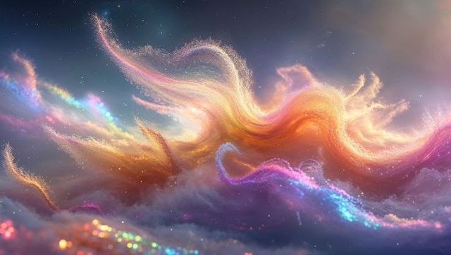 Vibrant cosmic swirls in ethereal deep space