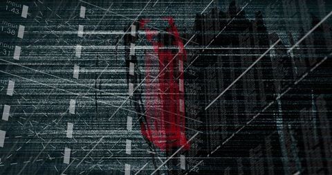 Digital Data Highway Illustrated by Red Car Top View