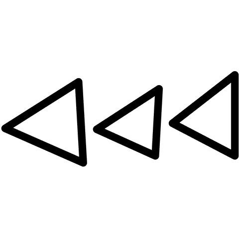 Three black triangles on transparent background