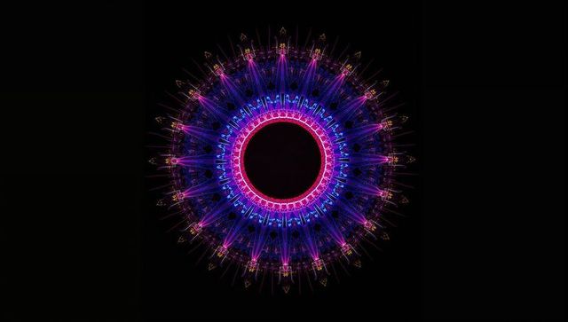 Vibrant Fractal with Glowing Neon Concentric Patterns