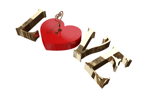 golden love text with heart padlock and key transparent illustration - Download Free Stock Videos Pikwizard.com