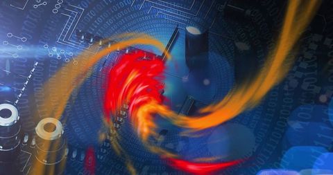 Vortex of light streaming through futuristic digital cortex