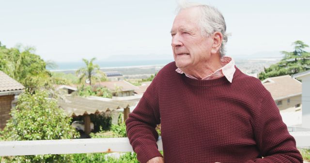 Elderly Man Reflecting Outdoors with Scenic View - Download Free Stock Images Pikwizard.com