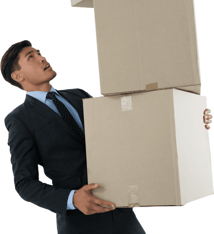 businessman balancing cardboard boxes transparent background - Download Free Stock Videos Pikwizard.com