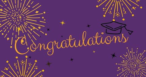 Festive Congratulations Card with Fireworks and Graduation Cap - Download Free Stock Images Pikwizard.com