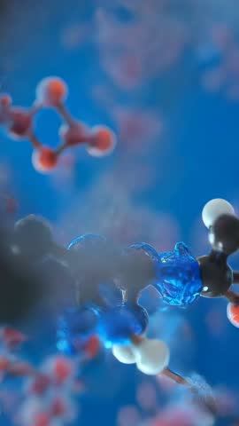 Pushing Camera Through Futuristic Molecular Network in Blue Virtual Space