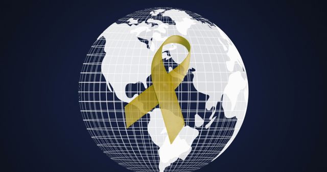 Yellow Ribbon on Globe, Symbolizing Global Awareness - Download Free Stock Images Pikwizard.com