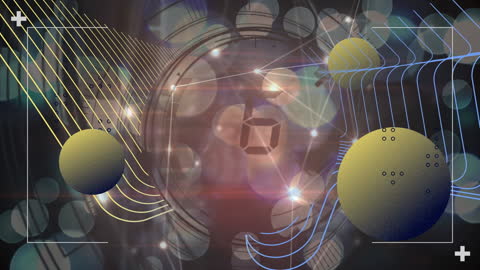 Digital Network Overlay with Countdown and Geometric Spheres