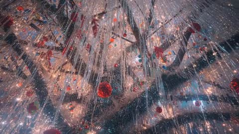 Elegant View of Fiber Optic Christmas Tree with Red Ornaments