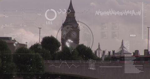 futuristic financial data overlaid on london cityscape - Download Free Stock Images Pikwizard.com