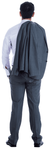 Transparent PNG: Back View Charging Businessman with Suit