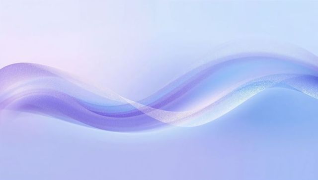 Lavender Ribbon Waves Flowing Across Pastel Gradient with Sparkling Glitter Edges