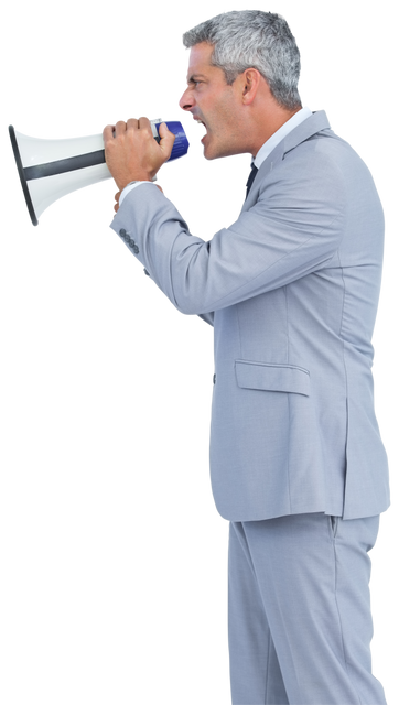 Transparent Furious Businessman Shouting in Loudspeaker - Download Free Stock Videos Pikwizard.com