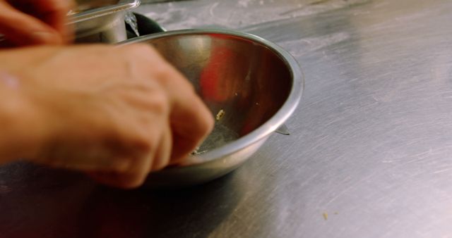 Chef Preparing Ingredients in Stainless Steel Bowl - Download Free Stock Images Pikwizard.com