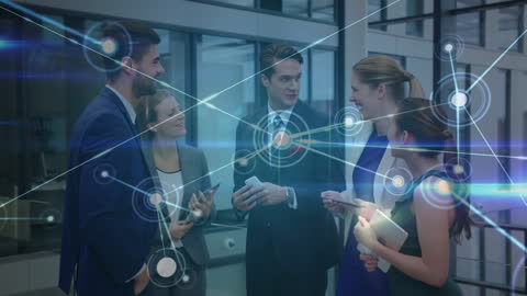 Business Professionals Collaborating with Digital Network