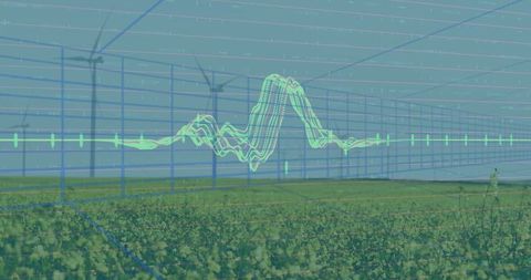 3d energy data visualization over wind farm field