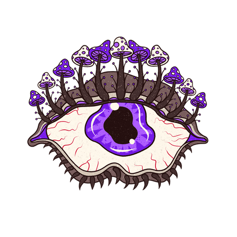 surreal eyeball with purple mushrooms on transparent background - Download Free Stock Videos Pikwizard.com
