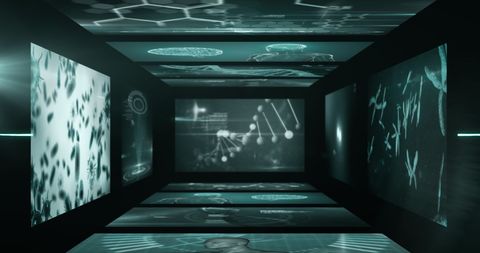 Futuristic DNA Strand with Rotating Visuals in Virtual Environment - Download Free Stock Images Pikwizard.com