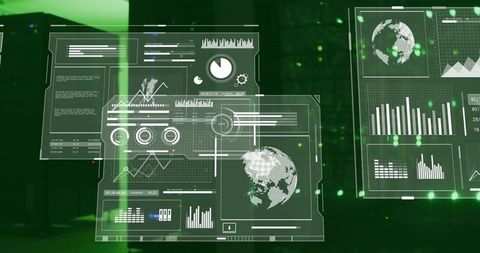 Digital Information Data Panels Over Server Racks - Download Free Stock Images Pikwizard.com