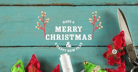 Christmas Textured Background with Handmade Decorations