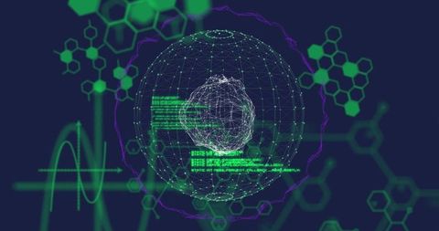 Abstract digital data globe with futuristic wireframe design