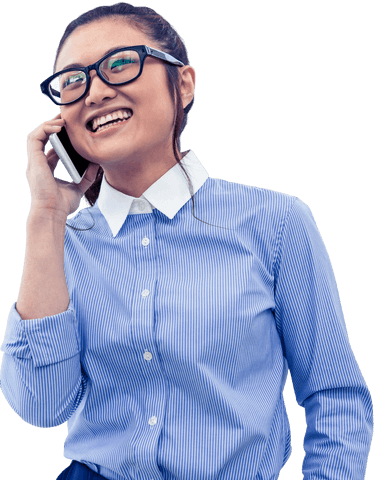 Transparent Image of Smiling Businesswoman on Phone Call