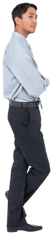 Thoughtful Biracial Businessman Standing with Arms Crossed, Transparent Background