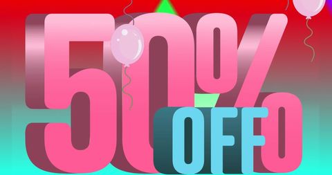 Colorful 50% Off Promotion with Balloons on Gradient Background - Download Free Stock Images Pikwizard.com
