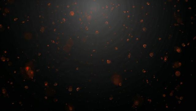 Luminous glowing particles in dark atmosphere