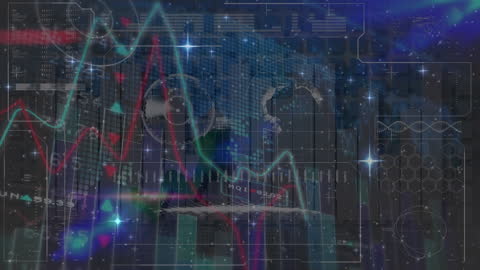 Futuristic Interface with Digital Data and Stars