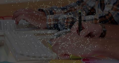 Business innovation and teamwork with technology at modern office