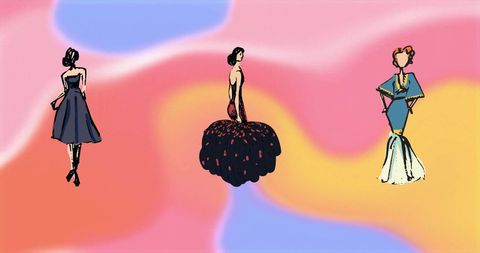 Fashion models in abstract colorful background illustration