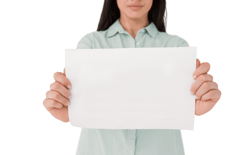Focused Woman Holding Blank Sign with Transparent Background for Mockup - Download Free Stock Videos Pikwizard.com