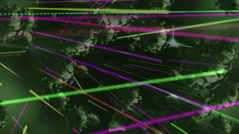 Vibrant Digital Cityscape Overlay With Moving Grids