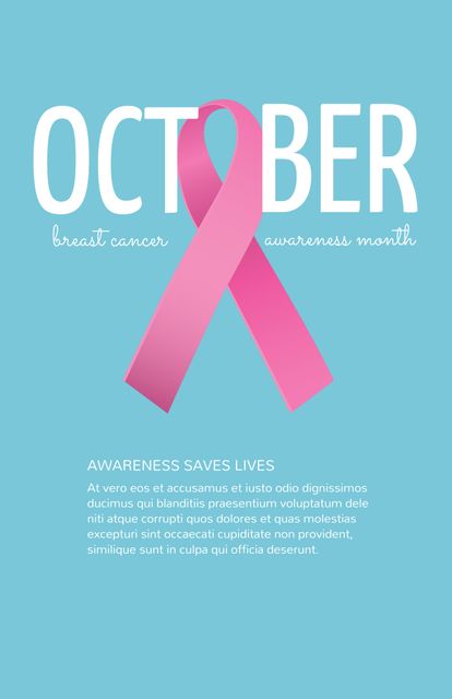 October Breast Cancer Awareness Month Poster with Pink Ribbon - Download Free Stock Templates Pikwizard.com