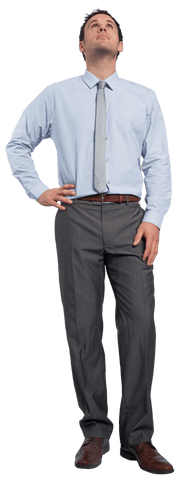Transparent Businessman Standing Hand on Hip Looking Up - Download Free Stock Videos Pikwizard.com