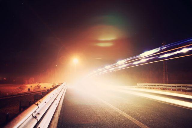 Light trails on highway at night with blurred motion - Download Free Stock Photos Pikwizard.com