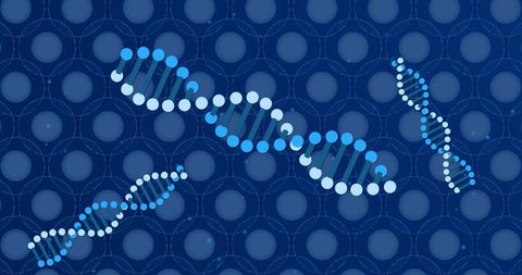 DNA Strands Overlaying Blue Cells in Digital Biology Concept - Download Free Stock Images Pikwizard.com